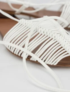 Sandalo tacco 1 cm bianco pelle