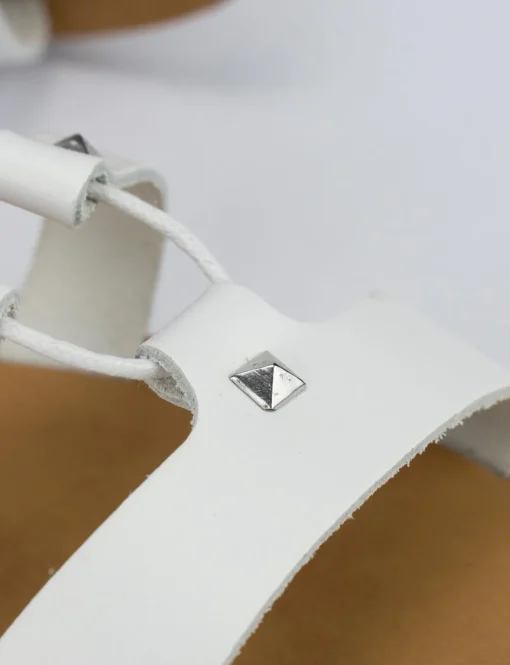 Sandalo tacco 1 cm bianco pelle