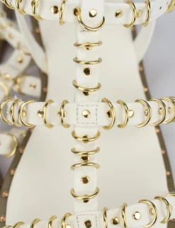 Sandalo tacco 1 cm bianco pelle