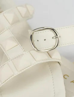 Sandalo tacco 1 cm bianco pelle