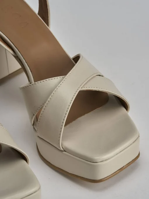 Sandalo tacco 8 cm bianco pelle