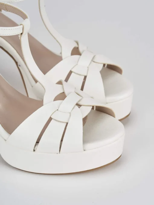 Sandalo tacco 9 cm bianco pelle