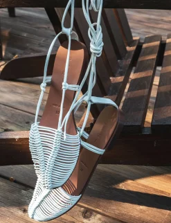 Sandalo tacco 1 cm bianco pelle
