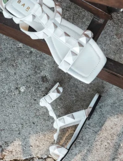 Sandalo tacco 1 cm bianco pelle