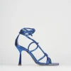 Sandalo tacco 9 cm blu pelle