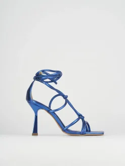 Sandalo tacco 9 cm blu pelle