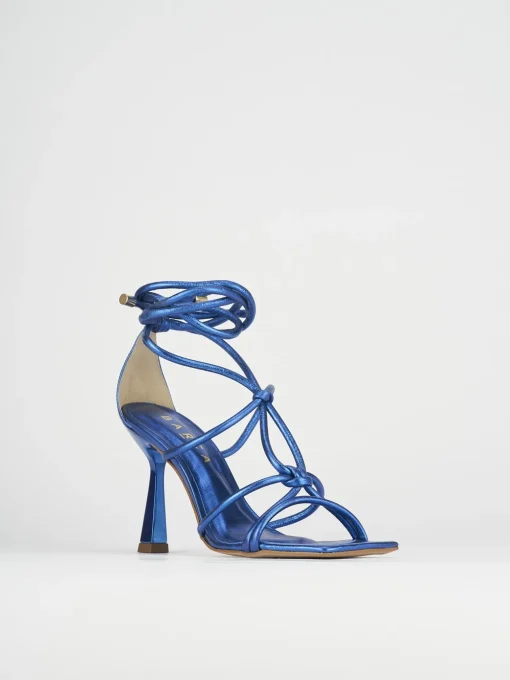 Sandalo tacco 9 cm blu pelle