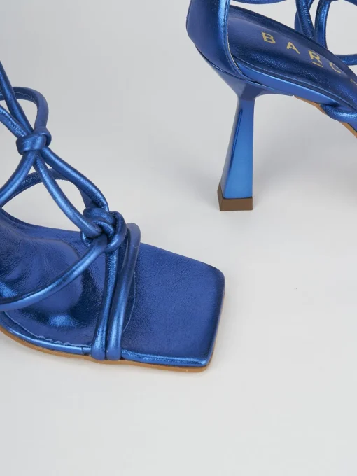 Sandalo tacco 9 cm blu pelle