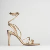 Sandalo tacco 8 cm bronzo pelle