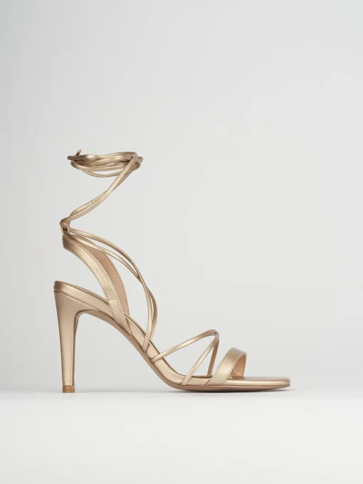 Sandalo tacco 8 cm bronzo pelle