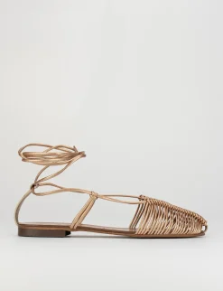 Sandalo tacco 1 cm bronzo pelle