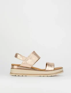 Sandalo tacco 1 cm bronzo pelle