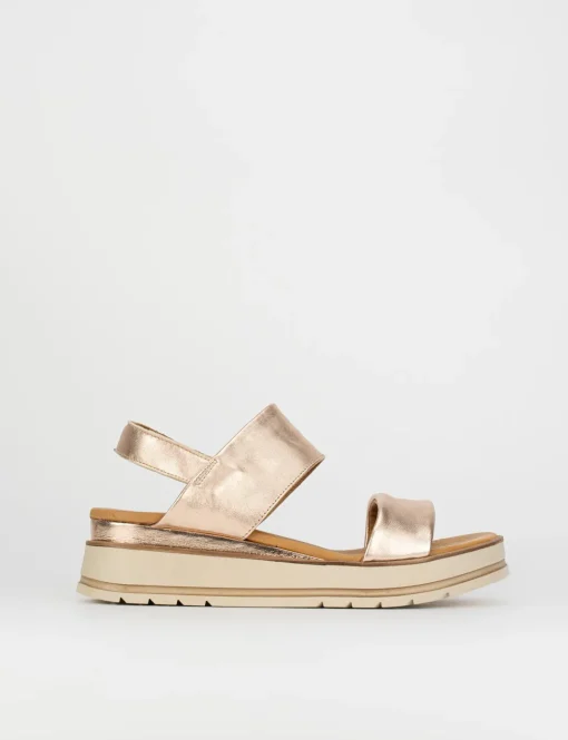 Sandalo tacco 1 cm bronzo pelle