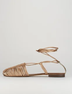 Sandalo tacco 1 cm bronzo pelle