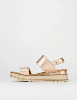 Sandalo tacco 1 cm bronzo pelle