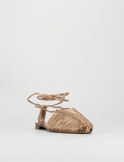Sandalo tacco 1 cm bronzo pelle