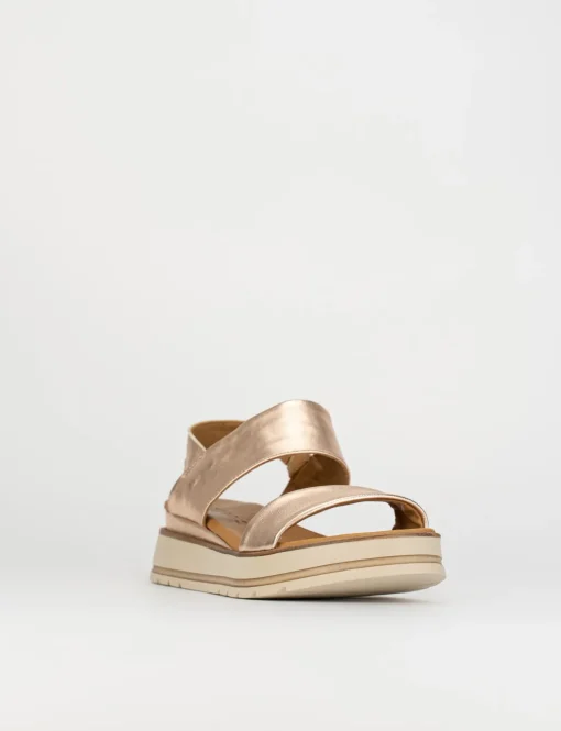 Sandalo tacco 1 cm bronzo pelle
