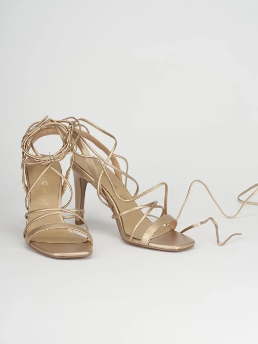 Sandalo tacco 8 cm bronzo pelle