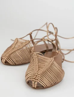 Sandalo tacco 1 cm bronzo pelle