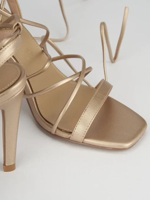 Sandalo tacco 8 cm bronzo pelle
