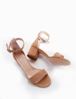 sandalo tacco 5 cm camel