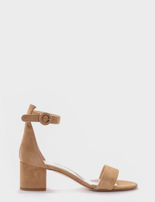 sandalo tacco 5 cm camel