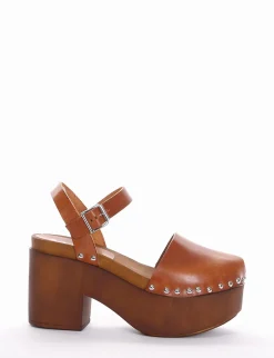 sandalo tacco 10 cm cuoio