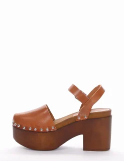 sandalo tacco 10 cm cuoio