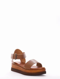 Sandalo tacco 4 cm cuoio