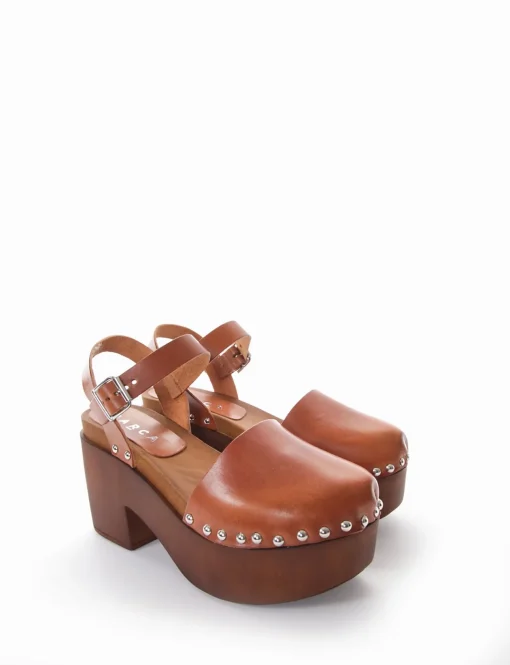 sandalo tacco 10 cm cuoio