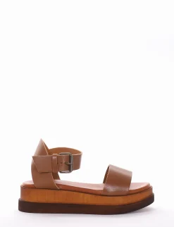 Sandalo tacco 4 cm cuoio