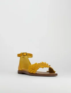 Sandalo tacco 1 cm giallo pelle