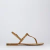 Sandalo tacco 1 cm marrone pelle