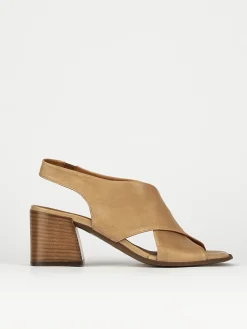 Sandalo tacco 7 cm marrone pelle