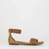 Sandalo tacco 1 cm marrone pelle