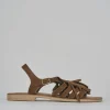 Sandalo tacco 1 cm marrone camoscio