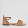 Sandalo tacco 1 cm marrone pelle