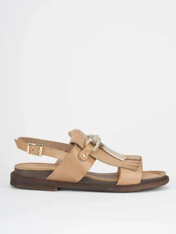 Sandalo tacco 3 cm marrone pelle