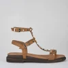 Sandalo tacco 1 cm marrone pelle