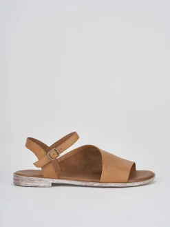 Sandalo tacco 1 cm marrone pelle