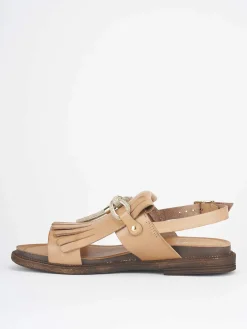 Sandalo tacco 3 cm marrone pelle