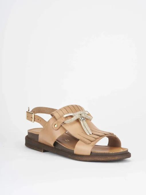 Sandalo tacco 3 cm marrone pelle