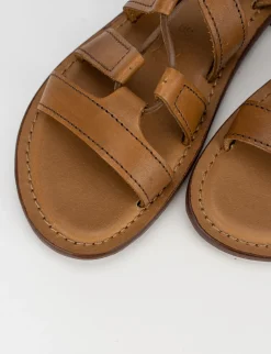Sandalo tacco 1 cm marrone pelle