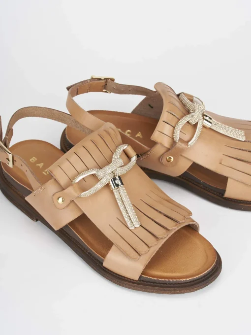 Sandalo tacco 3 cm marrone pelle