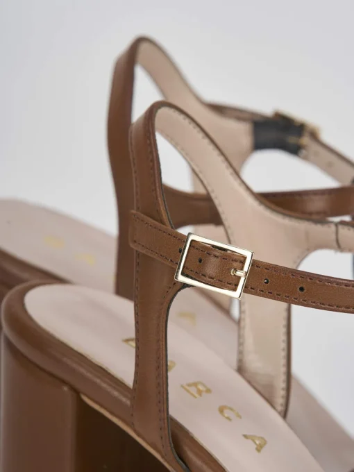 Sandalo tacco 9 cm marrone pelle