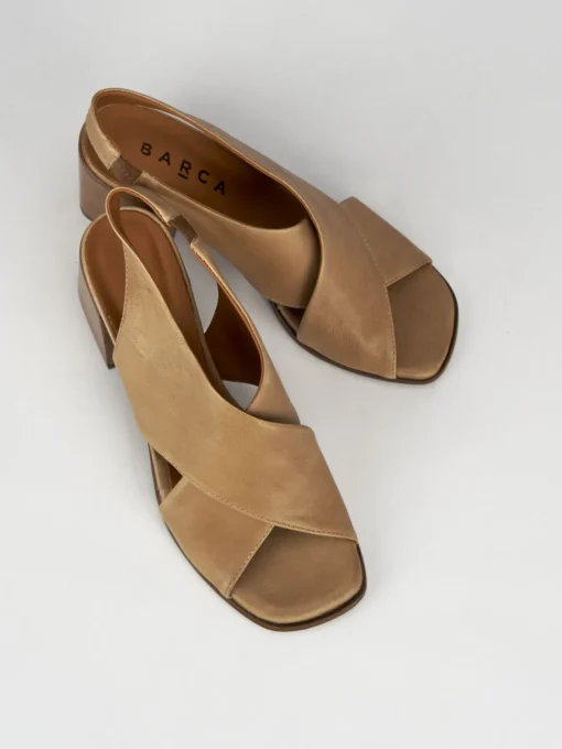 Sandalo tacco 7 cm marrone pelle