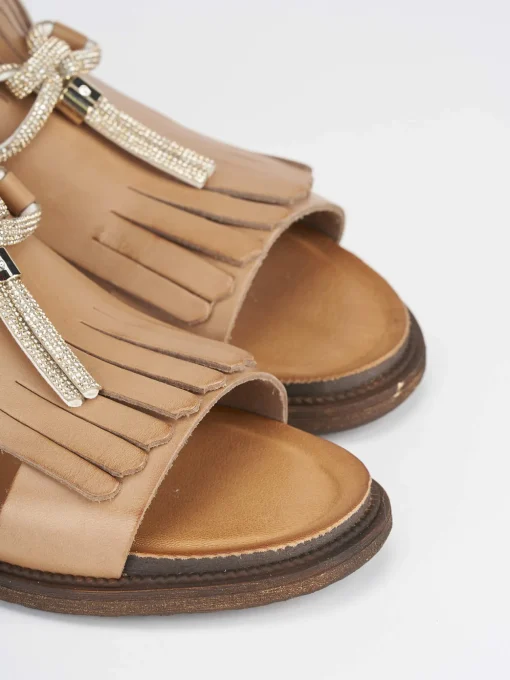 Sandalo tacco 3 cm marrone pelle