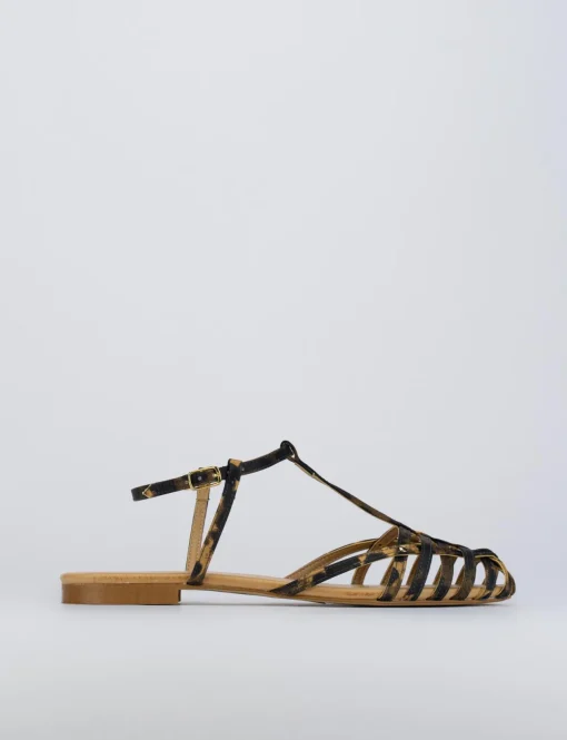 Sandalo tacco 1 cm multicolor raso