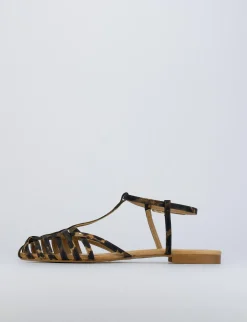 Sandalo tacco 1 cm multicolor raso