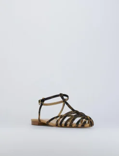 Sandalo tacco 1 cm multicolor raso